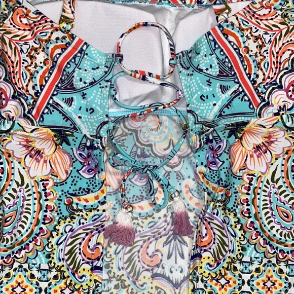 Kenneth Cole REACTION Baby Sleeve Bandeau Tankini Swimsuit Top Small - Picture 7 of 8